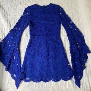ALEXIS Bell Sleeve Blue Lace Mini Dress [XS]
